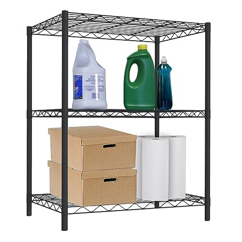 HOME BASICS WIRE SHELVING STORAGE UNIT (3 TIER) - BLACK