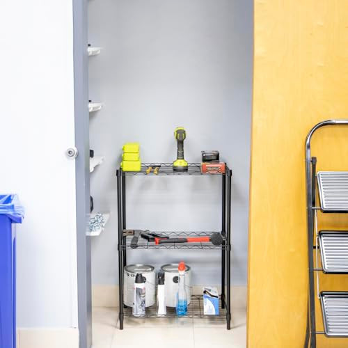 HOME BASICS WIRE SHELVING STORAGE UNIT (3 TIER) - BLACK