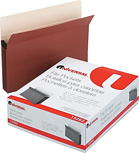 UNIVERSAL 15262 5 1/4" EXPANSION FILE POCKETS STRAIGHT TAB LETTER, BROWN