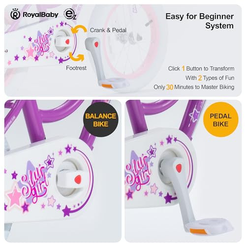 RoyalBaby Girls Bike Classic & EZ Kids Bike Balance 12 14 16 18 20"Inch - Purple