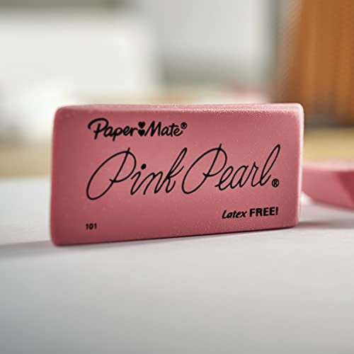 PAPER MATE ERASERS PINK PEARL 12 COUNT LATEX AND SMUDGE FREE New