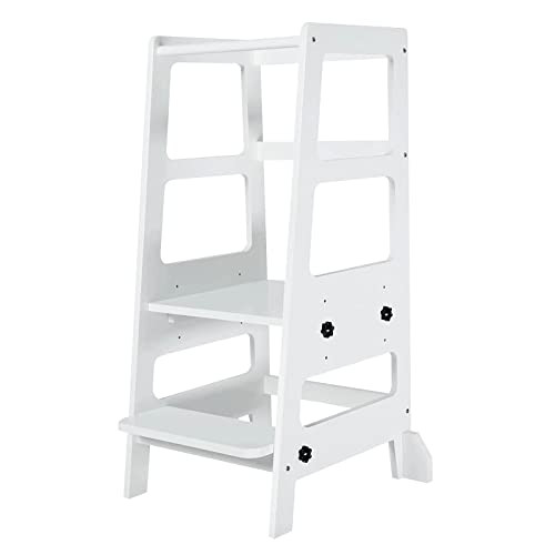 ZYTTY TODDLER STEP STOOL, WOODEN HELPER WHITE - VC-SS03W - WHITE