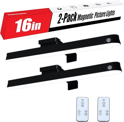 YIMAXPS 2-PACK 16INCH PICTURE LIGHT BATTERY OPERATED LED LIGHT- BLACK