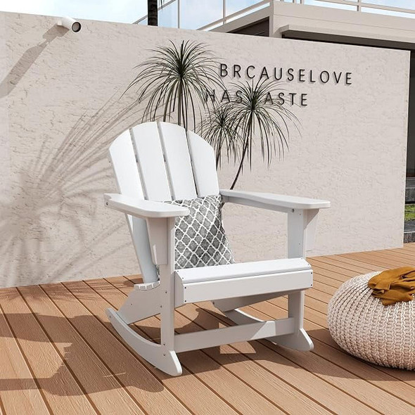 TRAPPER'S PEAK HDPE ADIRONDACK ROCKING CHAIR (WHITE)