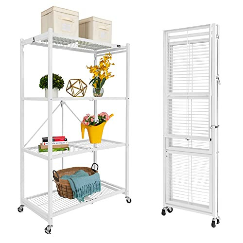 Origami R5 4-Shelf Heavy-Duty Folding Storage Rack, Origami R5 4-SHELF - WHITE