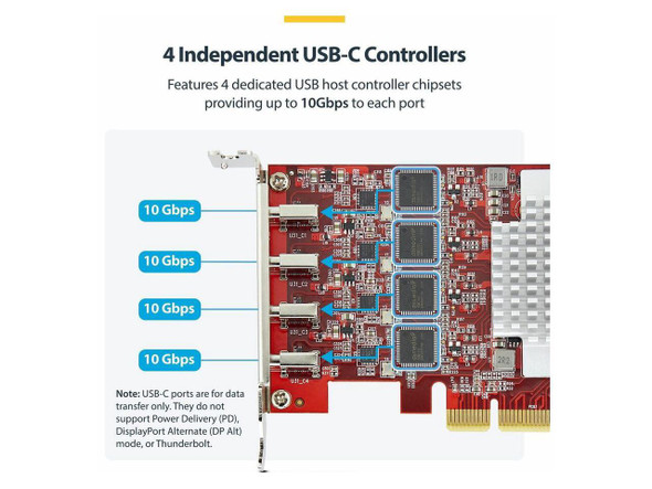 StarTech.com 4-Port USB Type-C PCIe Card - USB 3.2 10Gbps - USB-C PCI Express