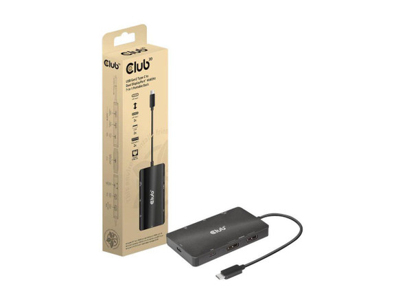 Club 3D USB Gen2 Type-C to Dual DisplayPort 4k60Hz 7-in-1 Portable Dock - for