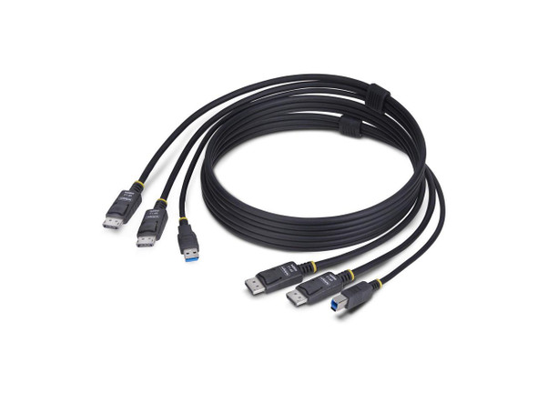 StarTech 6ft (1.8m) Dual-DisplayPort and USB 5Gbps KVM Cable, 4K 60Hz, DP 1.2