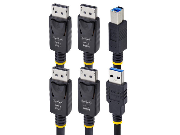StarTech 6ft (1.8m) Dual-DisplayPort and USB 5Gbps KVM Cable, 4K 60Hz, DP 1.2