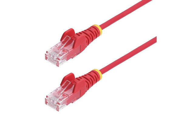 StarTech 6in Red Slim CAT6 Ethernet Cable, Snagless RJ45, LSZH, 28AWG Pure Bare