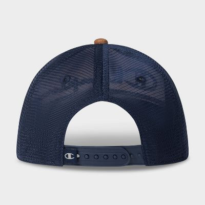 CHAMPION ADULT TRAVIS FAUX SUEDE AND CORDUROY BASEBALL HAT - BROWN/NAVY/WHITE New