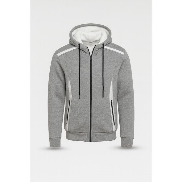 BLU ROCK MEN'S FLEECE LINED REFLECTIVE TECH FULL ZIP HOODIE - M - HEATHER GRAY New