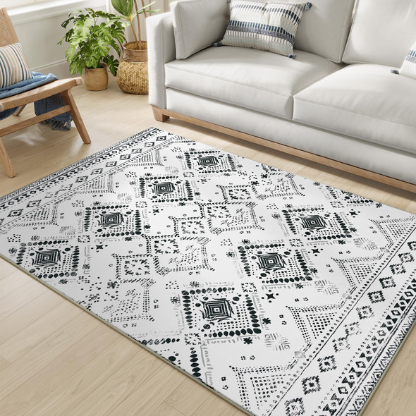 SONGMICS HOME AREA RUG, 5X7 FT RUG FOR BEDROOM, UTAR023B01 - INK BLACK