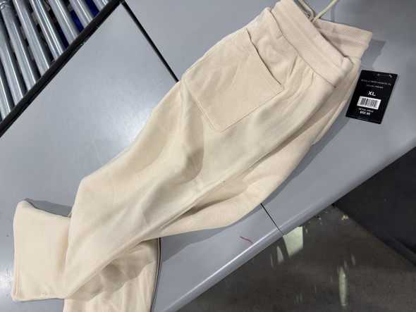 BLUE ICE HEAVYWEIGHT WIDE LEG LOOSE FIT FLEECE SWEATPANTS,SIZE: WOMEN XL - CREAM New