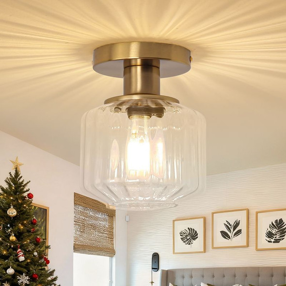 PARROT UNCLE - 6" MODERN GLASS SMALL SEMI FLUSH MOUNT CEILING LIGHT - GOLD