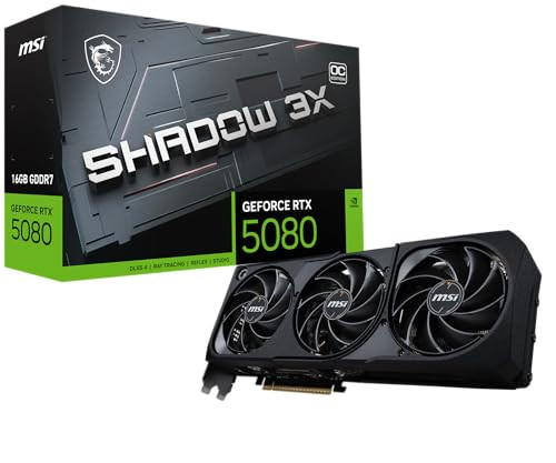 MSI SHADOW GEFORCE RTX 5080 16GB GDDR7 PCI GRAPHICS CARD RTX 5080 16S3C - BLACK