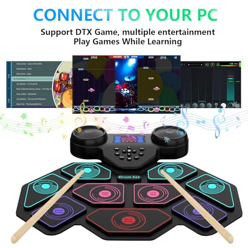 YUOIOYU ELECTRONIC DRUM SET - YUOIOYU ELECTRIC DRUM SET ROLL UP PORTABLE DRUM