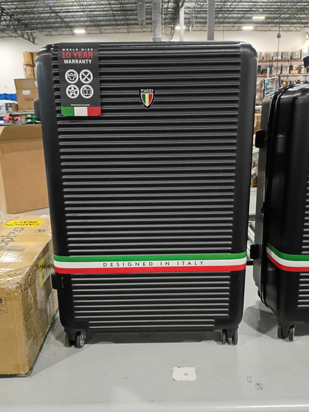 TUCCI ITALY SOSTEGNO 3 PC SET SPINNER WHEELED SUITCASE 20", 26", 30" - BLACK