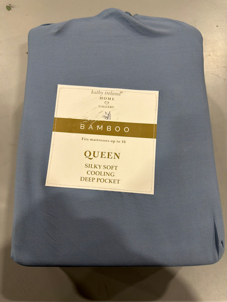 KATHY IRELAND 100% RAYON FROM BAMBOO COOLING QUEEN SHEET SET 6 PIECE SET - BLUE
