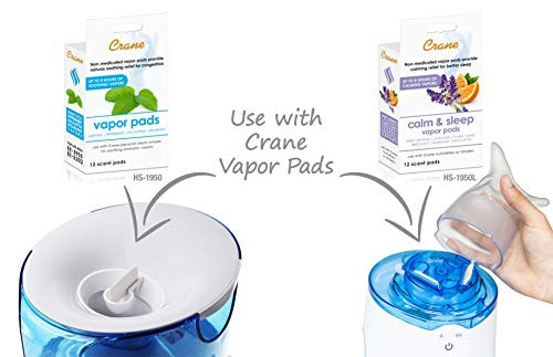 CRANE INHALER & WARM MIST HUMIDIFIER, 0.5 GALLON, BLUE & WHITE New