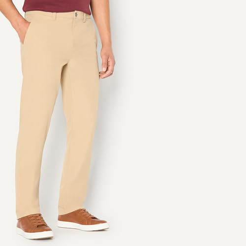 AMAZON ESSENTIALS MENS SLIM-FIT TRAVEL STRETCH PANT MEN 34X32 KHAKI TAN New