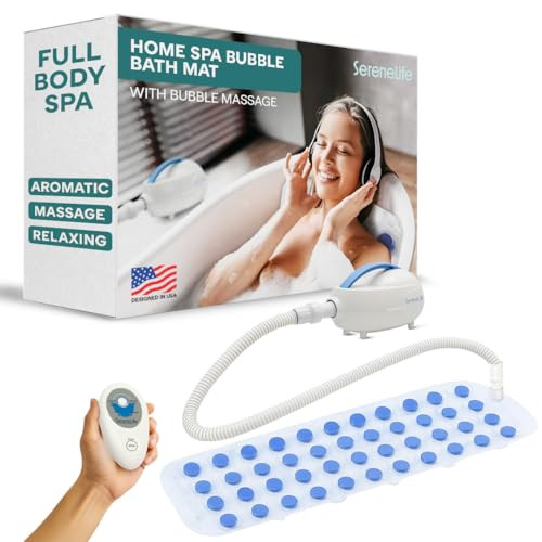 SereneLife Bubble Bath Mat, Bathtub Mat with Air Massage and Remote Control