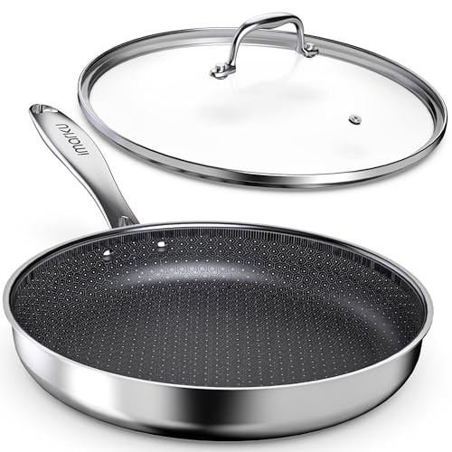 IMARKU NON STICK FRYING PANS 12" STAINLESS STEEL PAN I-PFP0582 - SILVER