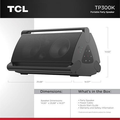 TCL TP300K PORTABLE BLUETOOTH PARTY SPEAKER 8 RGB LIGHT SHOWS - BLACK