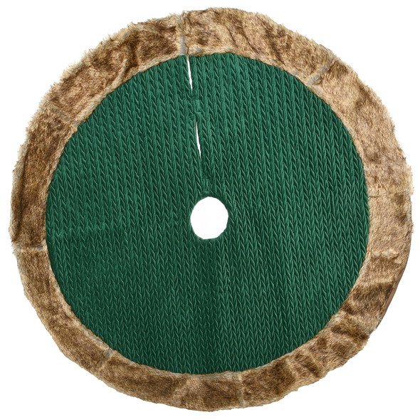 NATIONAL TREE COMPANY CHRISTMAS TREE SKIRT, FAUX FUR, RURAL QUILTED 48" - GREEN New