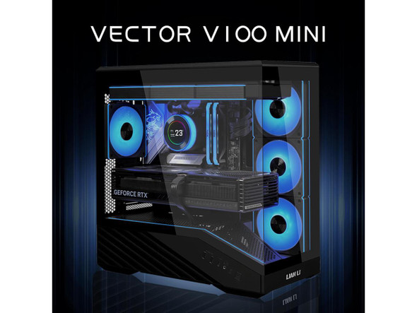 Lian Li VECTOR V100 MINI Micro Form Factor Compact PC Case, Pre-install 4 x