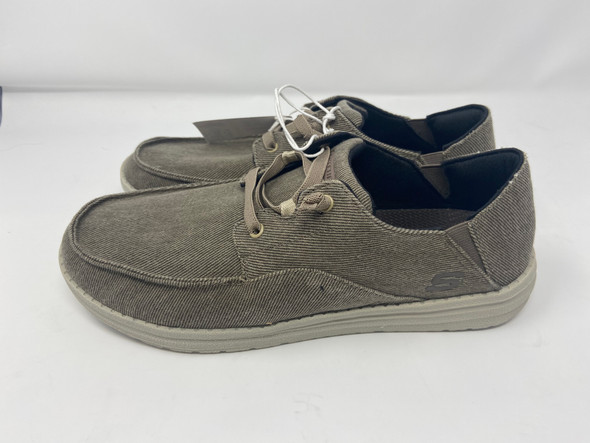 SKECHERS MEN'S RELAXED MEMORY FOAM SLIP-ON SHOES - SIZE: MEN 8 - GRAY & BROWN New