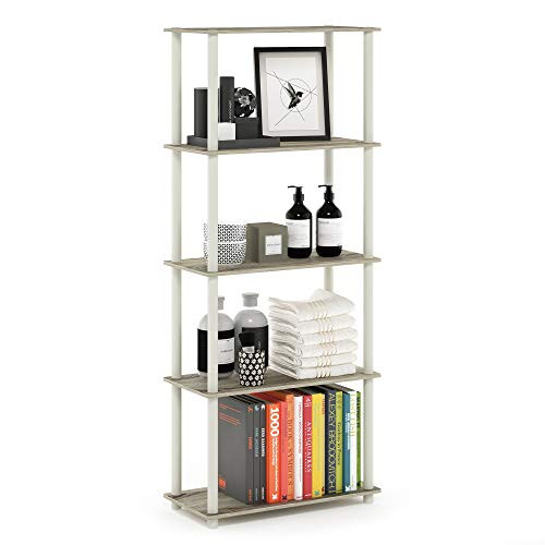 FURINNO 5-TIER BOOK CORNER TOOLLESS OPEN SHELVES ORGANIZATION 17091OK/WH - OAK