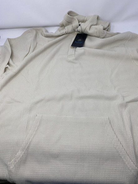 BLUE ICE MEN'S LOOSE FIT WAFFLE KNIT THERMAL HENLEY HOODIE - SIZE: 2XL - NATURAL