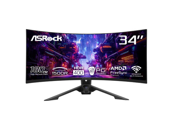 ASRock Phantom Gaming 34" 180Hz VA WQHD Gaming Monitor FreeSync Premium (AMD