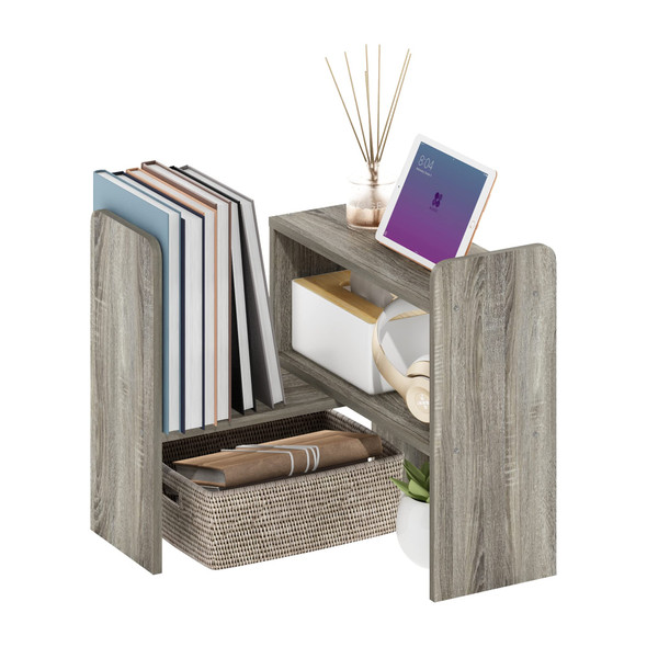 FURINNO CLASSIC DESK TOP ORGANIZER BOOKSHELF IN FRENCH - OAK