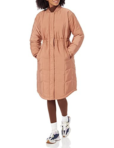 AMAZON ESSENTIALS OVERSIZED QUILTED COAT - SIZE: WOMEN XL - LIGHT BROWN
