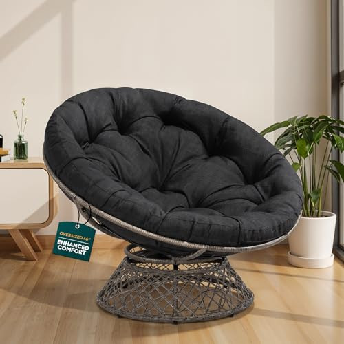 Bme Ergonomic Wicker Papasan Chair with Soft Thick Density Fabric