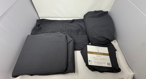 KATHY IRELAND SILKY SOFT DEEP POCKET BAMBOO SHEETS KING 6 PCS - DARK GRAY