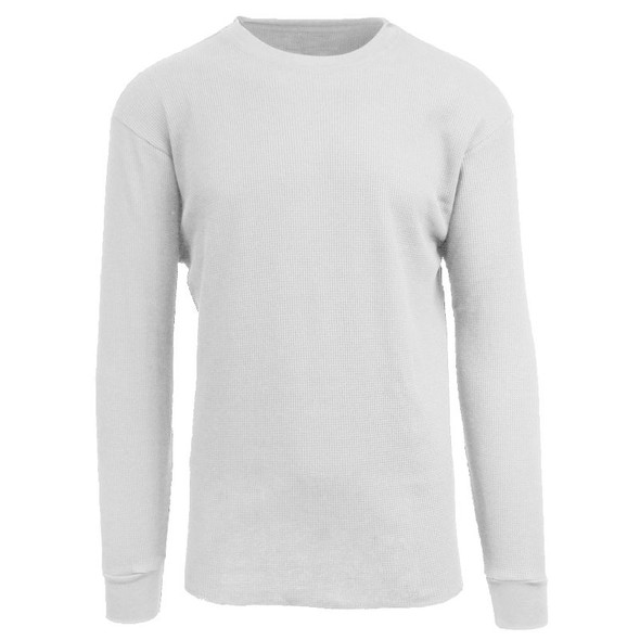 GALAXY BY HARVIC MEN'S LONG SLEEVE THERMAL SHIRT - SIZE: MEN L - WHITE