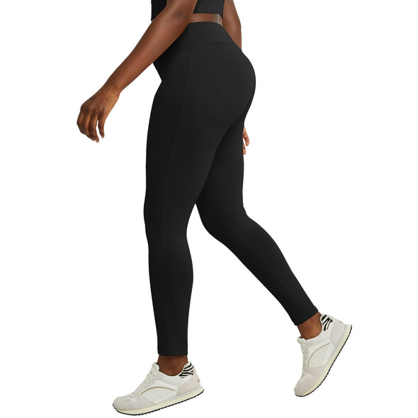 HANES WOMEN'S STRETCH JERSEY LEGGINGS - SIZE: WOMEN S - BLACK