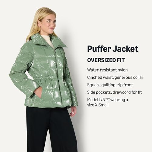 AMAZON ESSENTIALS WOMEN'S OVERSIZED-FIT SQUARE QUILTED PUFFER JACKET - XL New