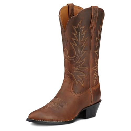 ARIAT WOMEN'S HERITAGE WESTERN R TOE COWBOY BOOT - SIZE: 8 DISTRRESSED BROWN