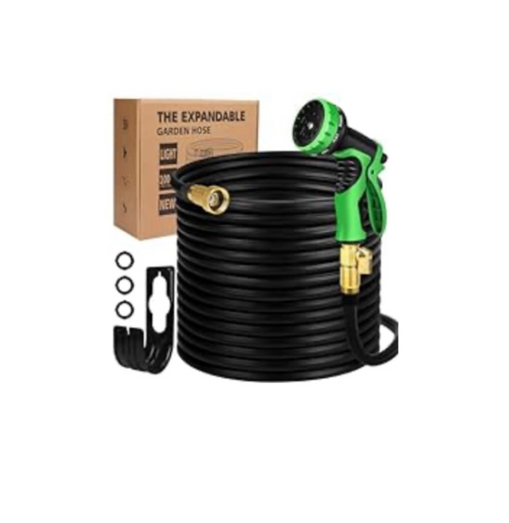 GENERIC EXPANDABLE GARDEN HOSE WALL HOOK 100FT WATER HOSE - BLACK100/GREEN New