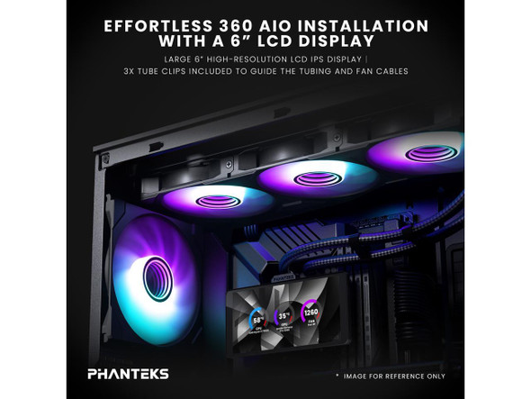Phanteks Glacier One 360M25-LCD AIO Liquid CPU Cooler, 6" IPS LCD HD Display,