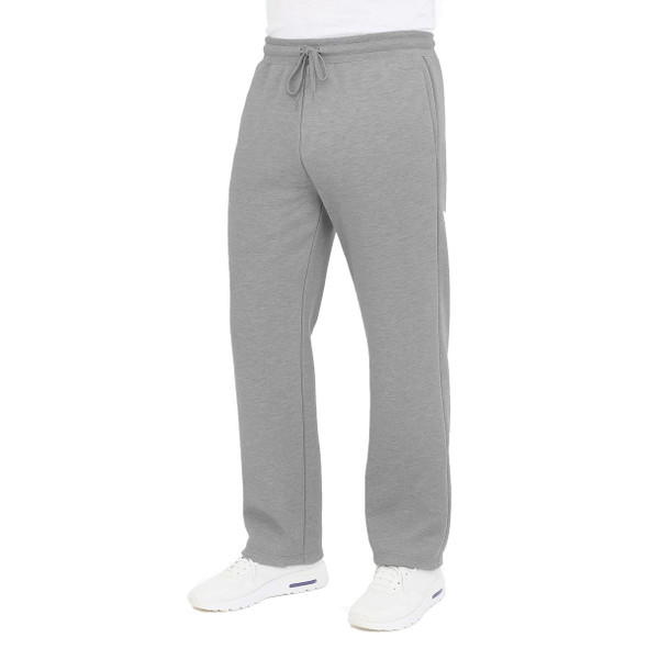 BLUE ICE MEN'S ULTRA HEAVYWEIGHT FLEECE SWEATPANTS OPEN BOTTOM S - HEATHER GRAY New