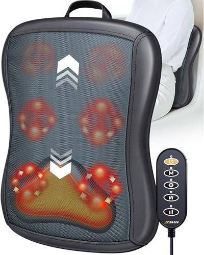 JZBRAIN SHIATSU BACK MASSAGER WITH HEAT UP AND DOWN ROLLING - BLACK/GRAY