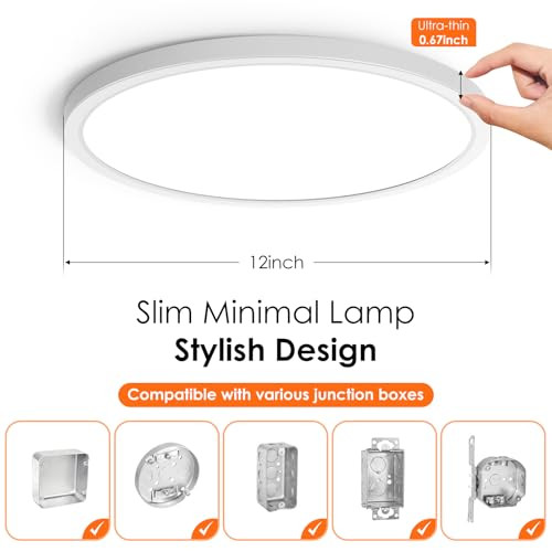 Brightever 12 Inch 6 Pack LED Flush Mount Ceiling Light Fixtures - White