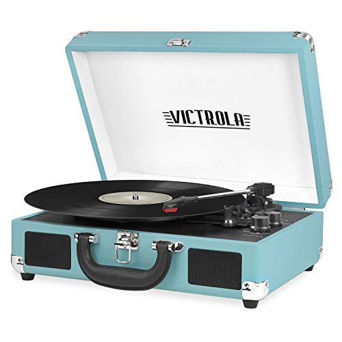 VICTROLA JOURNEY BLUETOOTH SUITCASE RECORD PLAYER 3-SPEED TURNTABLE - TURQUOISE
