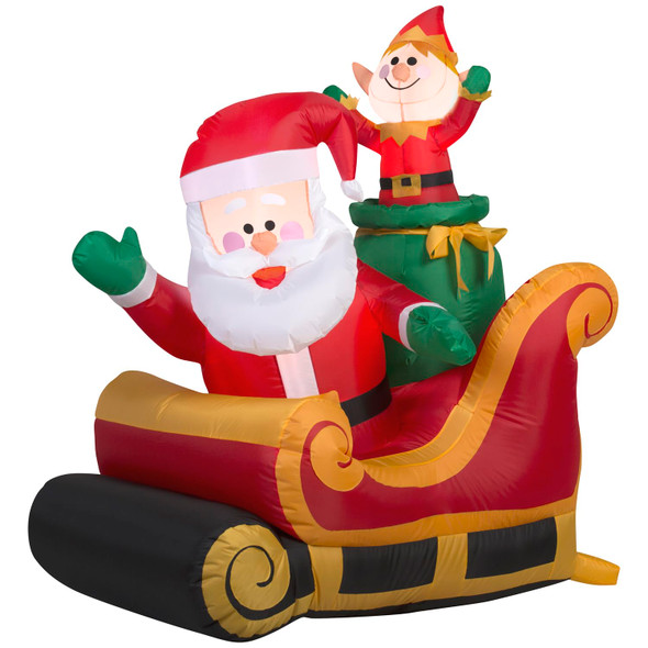GEMMY INFLATABLE SANTA WITH SLEIGH - MULTI