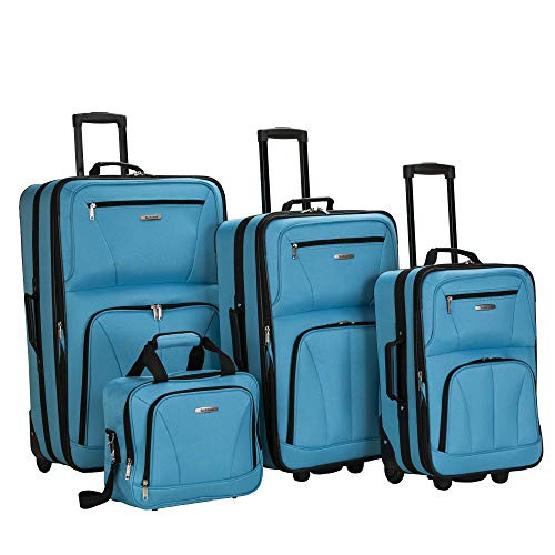 ROCKLAND JOURNEY SOFTSIDE UPRIGHT LUGGAGE SET, EXPANDABLE, TURQUOISE